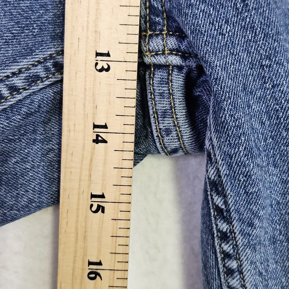 Everlane Curvy Cheeky Jeans Womens 33R 34x28 Organic Cotton Blue Rigid Denim 16